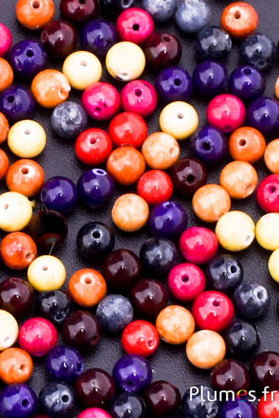 Perles acryliques rondes - Ø 4  mm, trou 1 mm - multicolore